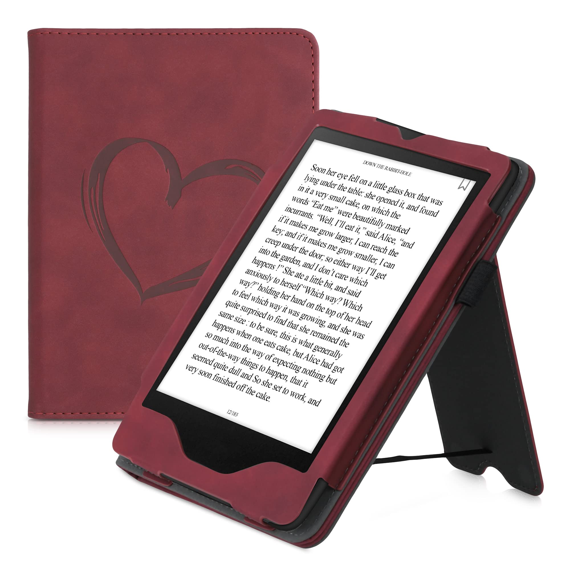 kwmobile Kindle Paperwhite 11th Generation (2021) Case - Premium Magnetic Closure Cover for Amazon eReader - Dark Red | Perfect for Reading, Travel & Daily Protection