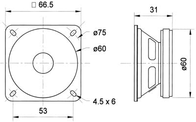 FRS 7 S In-Ceiling/Wall Mount Speakers - 120Hz-20kHz Frequency Response, 66.5x66.5x31mm Compact Size, Black with Grille - Perfect for Home Theater, Background Music & Office Audio Systems