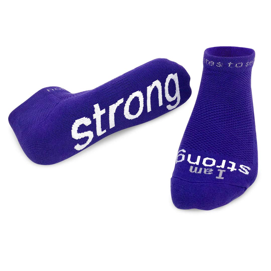 Inspirational 'I Am Strong' Socks for Women & Men - Motivational Quote Socks for Workouts, Yoga & Daily Encouragement