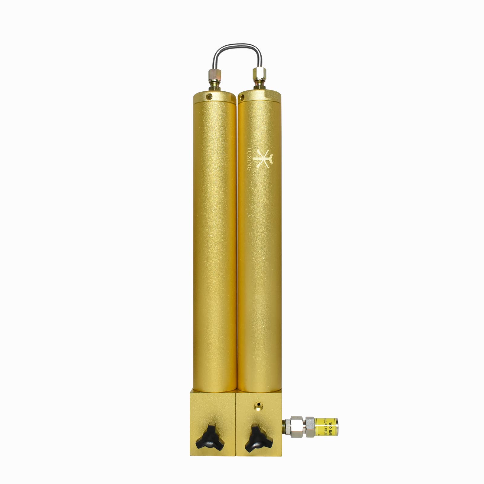 TUXING 4500Psi PCP Air Compressor Oil Water Separator with Safety Valve - 2 Stage High Pressure Filtration System for Scuba Diving & Paintball (408mm x 100mm, Gold) - Perfect for Underwater Breathing & Airgun Refilling