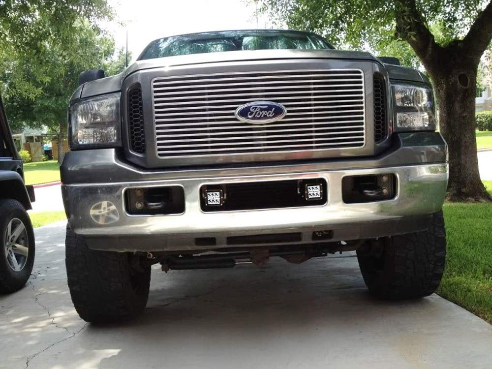 24W LED Pods with Fog Light Bracket & Wiring Kit - Compatible with 2005-2007 Ford F250 F350 F450 Super Duty Trucks - Perfect for Off-Roading, Night Driving, and Foggy Conditions