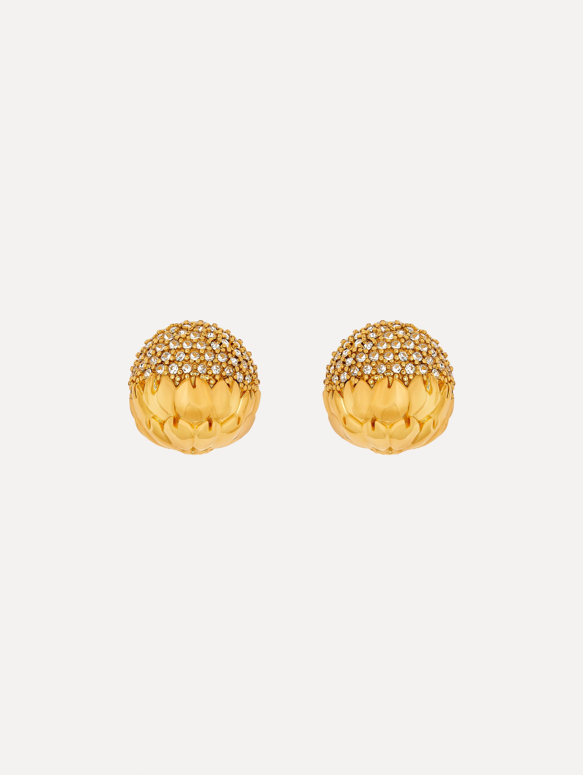 Pavé Artichoke Stud Earrings - 14K Gold Plated Dainty Floral Jewelry for Women - Perfect for Weddings, Parties & Everyday Elegance