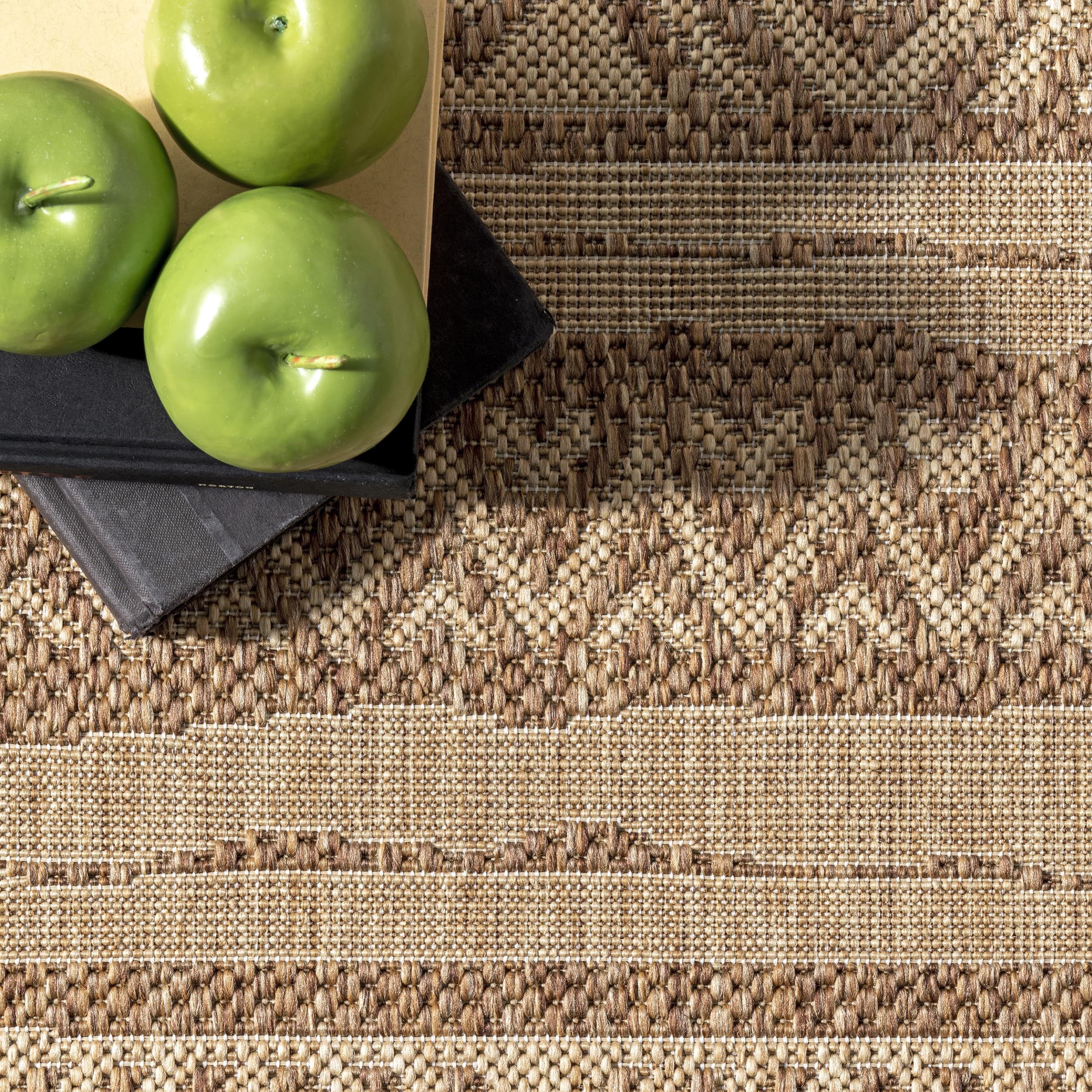 nuLOOM 8' x 10' Outdoor Performance Rug - Stain & Weather Resistant, High Traffic Area Rug for Patio, Balcony & Backyard - Abbey Brown - Perfect for Outdoor Entertaining & Durable All-Weather Use