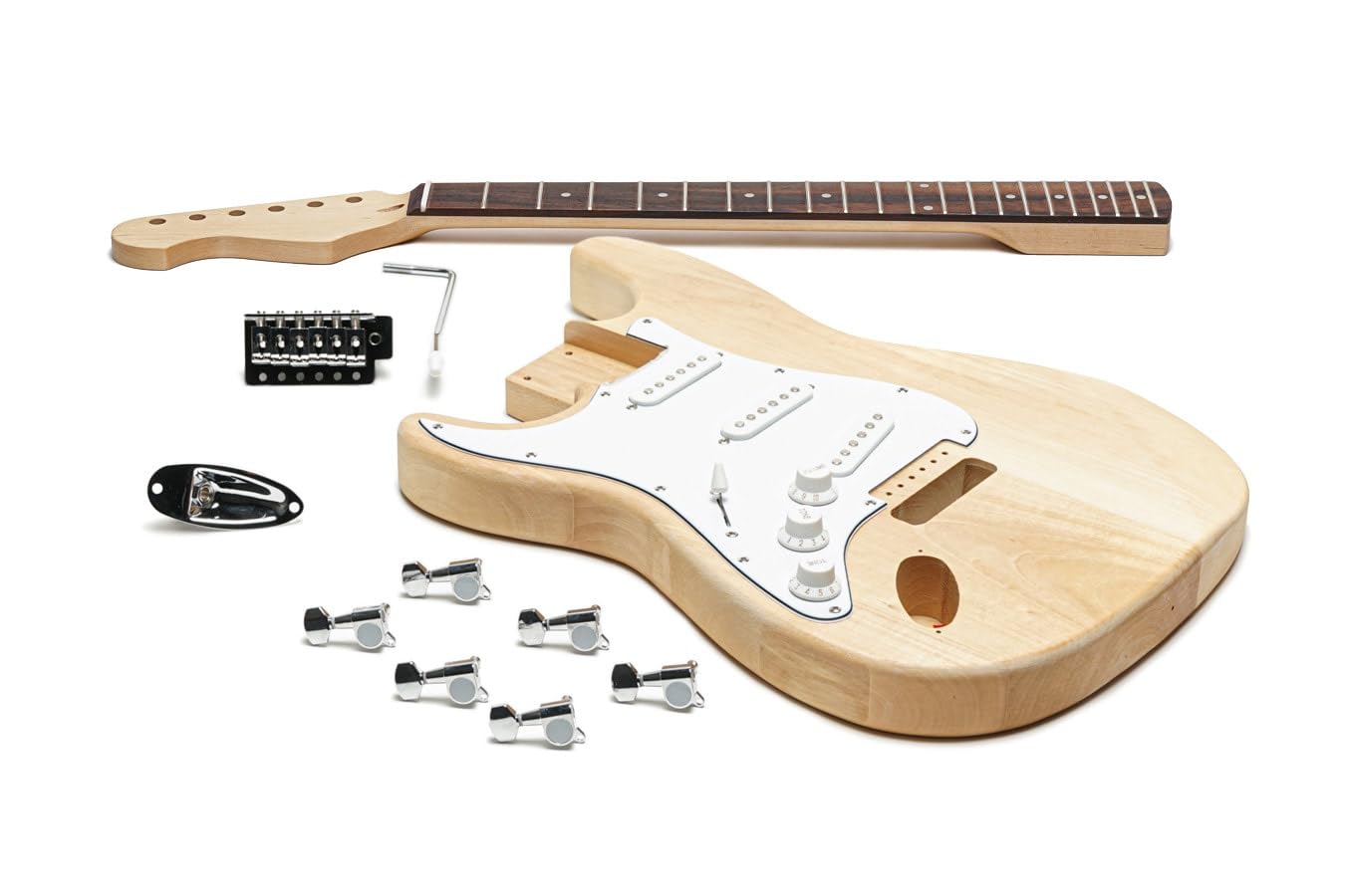 Solo ST Style DIY Electric Guitar Kit with Basswood Body - Left Handed Version for Beginners & Hobbyists - Perfect for Home Practice, Studio Recording & Live Performances