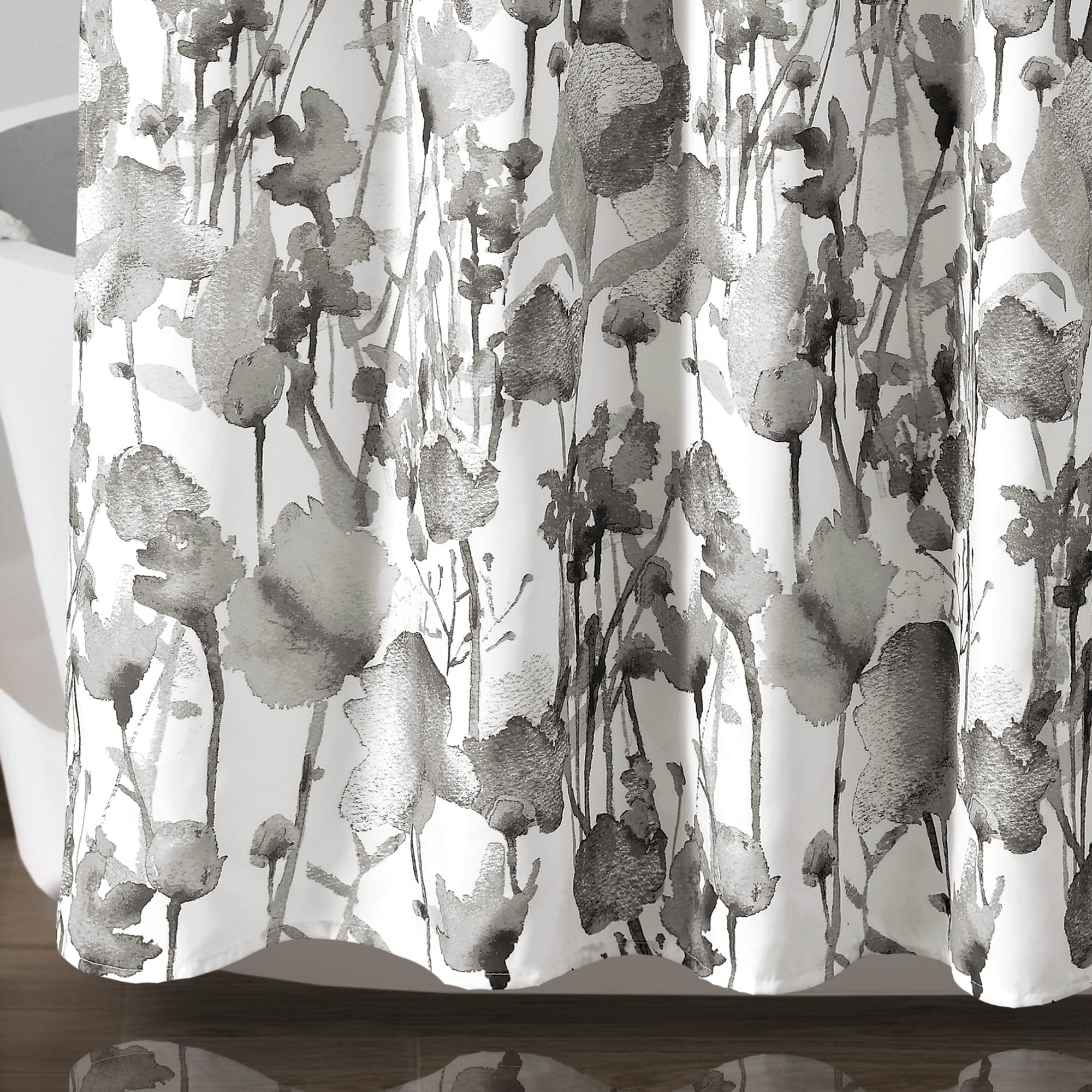 Zuri Flora Waterproof Fabric Shower Curtain - Elegant Bathroom Decor for Modern Homes & Spa-Like Showers