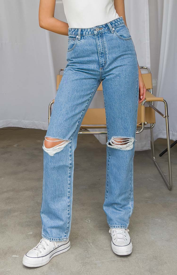 ABRAND A 94 High Straight Georgia Rip Blue Jeans - Vintage Distressed Denim for Men | Perfect for Casual Wear, Street Style & Everyday Outfits