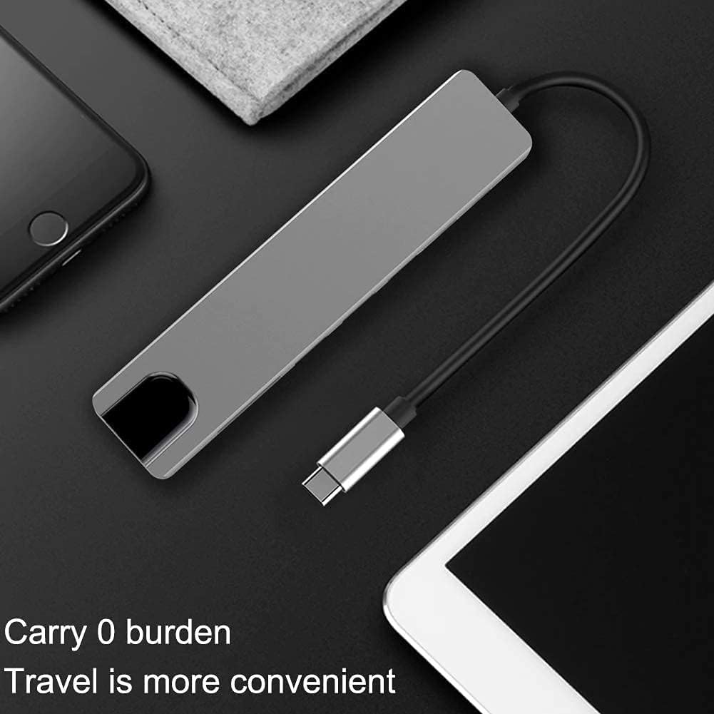 6-in-1 USB C Hub Multiport Adapter with 4K HDMI, Ethernet, PD Charging, USB 3.0 & 2.0 - Compatible with MacBook, Surface, Dell, HP - Perfect for Home Office, Remote Work & Travel