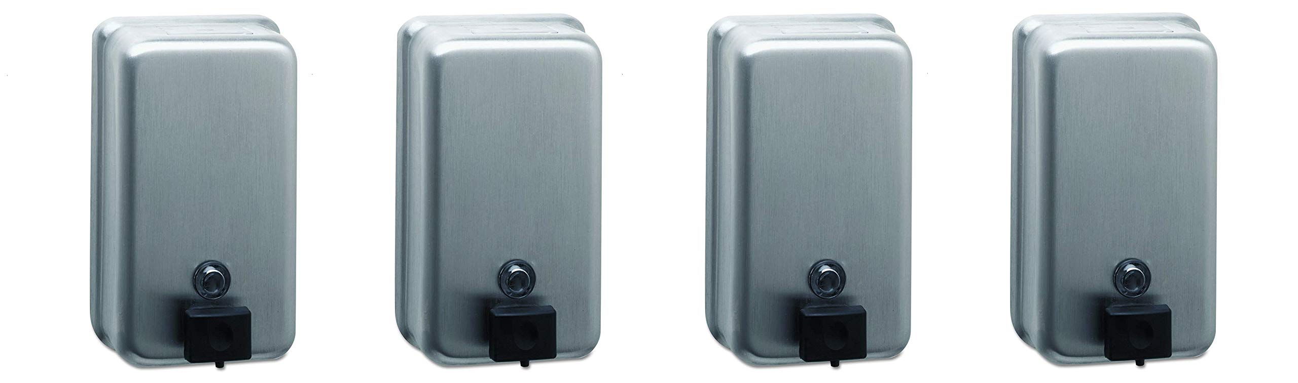 Bobrick 2111 ClassicSeries 40oz Stainless Steel Surface-Mounted Soap Dispenser (Pack of 4) - Ideal for Commercial Restrooms, Hospitals, and Public Facilities