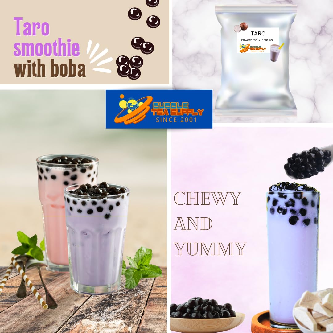**Bubble Tea Kit - Taro Flavor (40-45 Servings) | Instant Boba Milk Tea Starter Set with Tapioca Pearls & Powder | DIY Bubble Tea at Home, Parties & Gifts**