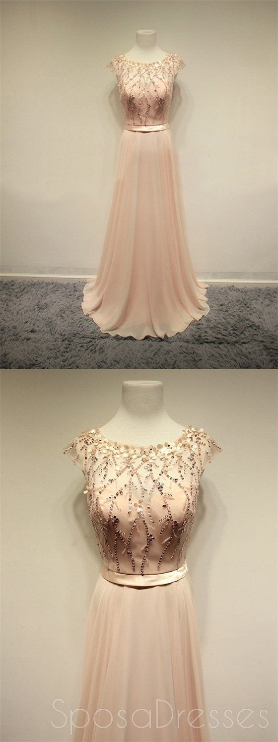 Elegant Chiffon Prom Dresses with Cap Sleeves | Affordable Long Evening Gowns for Homecoming, Cocktail Parties & Formal Events | PD0194