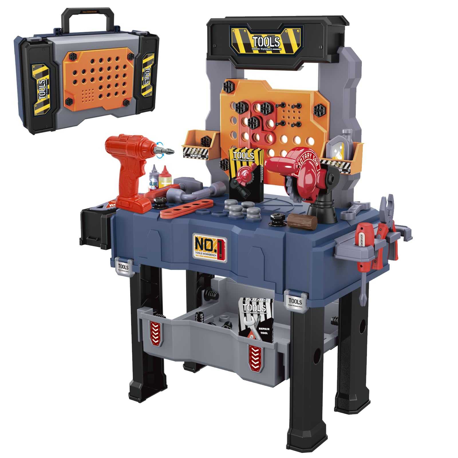 MUGEYMYD Kids Tool Bench Set with Electric Drill - Realistic Pretend Play Construction Workbench Toys for Toddlers & Preschoolers Ages 3-8 | STEM Learning Toy for Boys & Girls | Perfect for DIY Projects, Role Play & Early Childhood Development