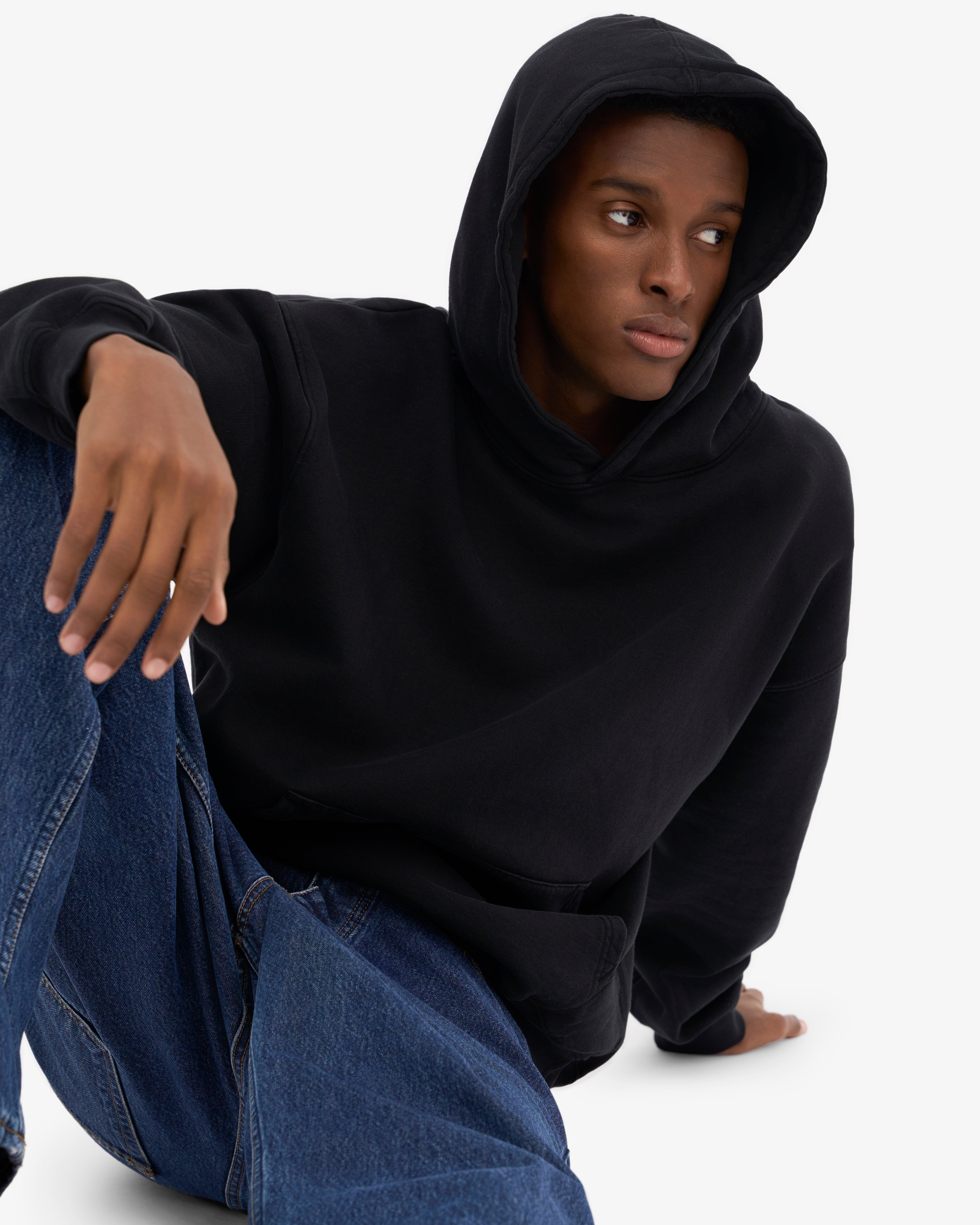 Organic Oversized Hoodie - Deep Black | Eco-Friendly Cotton Pullover for Men & Women | Perfect for Casual Wear, Gym & Outdoor Activities