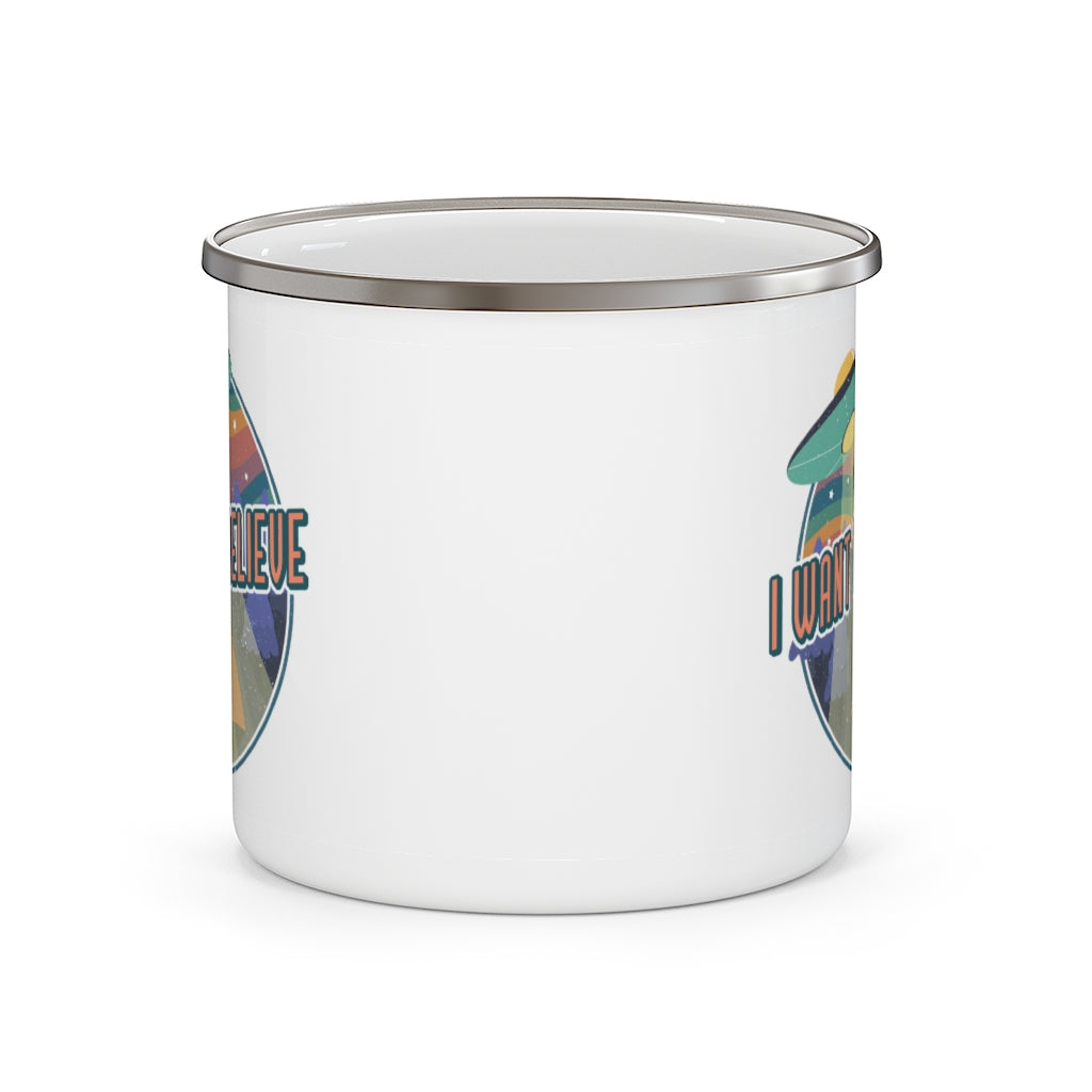 Alien 'I Want to Believe' Funny Camping Mug - Insulated Travel Coffee & Tea Cup for Outdoor Adventures, Hiking & Road Trips