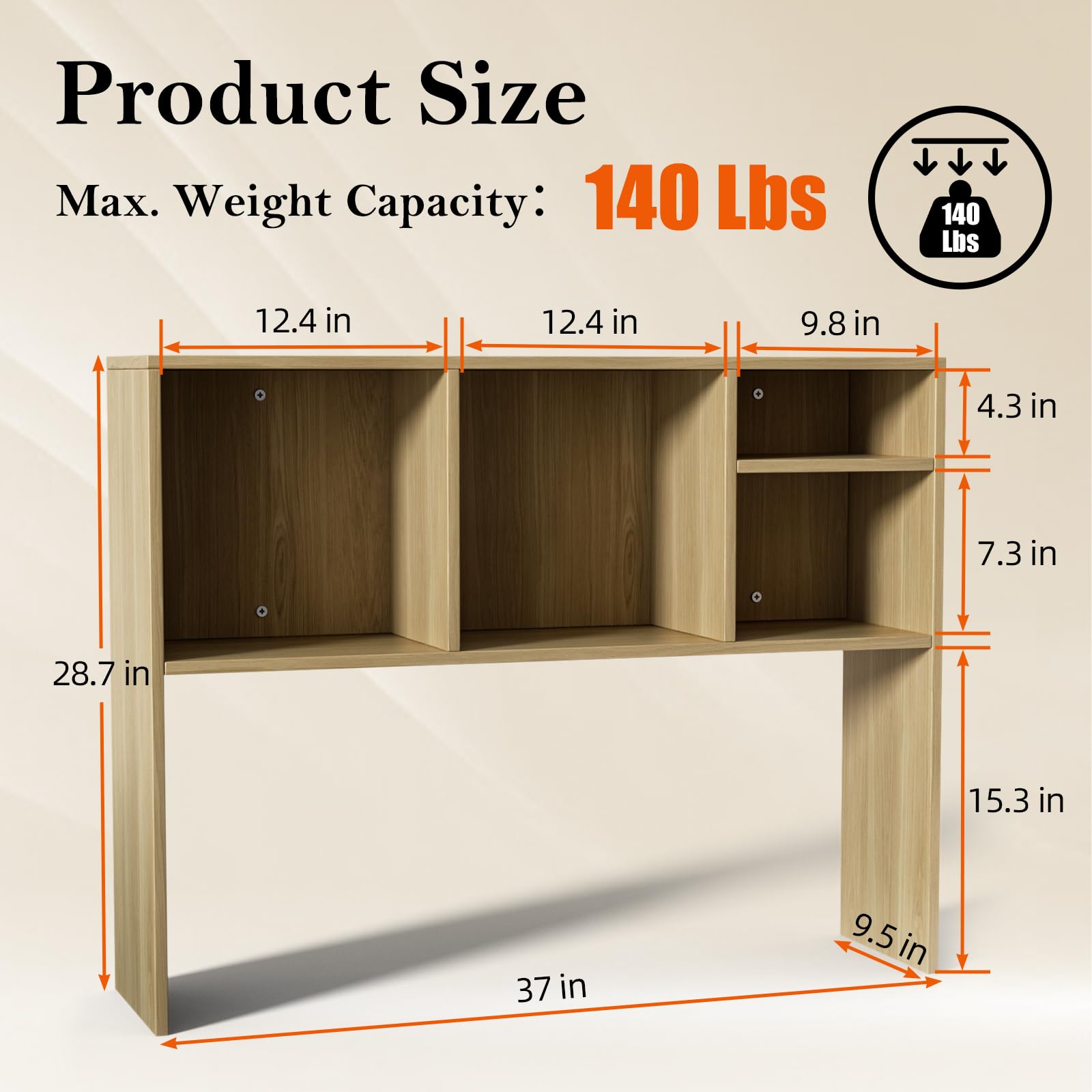 2-Tier 4-Shelf Desk Hutch Organizer - Wooden Desktop Bookshelf for Computer Desk, Office & Home - Perfect for Dorm Rooms, Workspaces & Small Spaces Storage Solutions