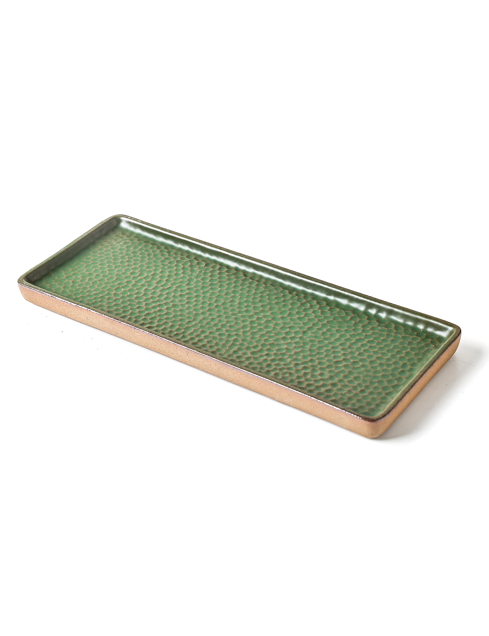 Vanity Tray with Brown Trim - Decorative Candle & Perfume Organizer for Bathroom Countertop, Dresser or Table - 12