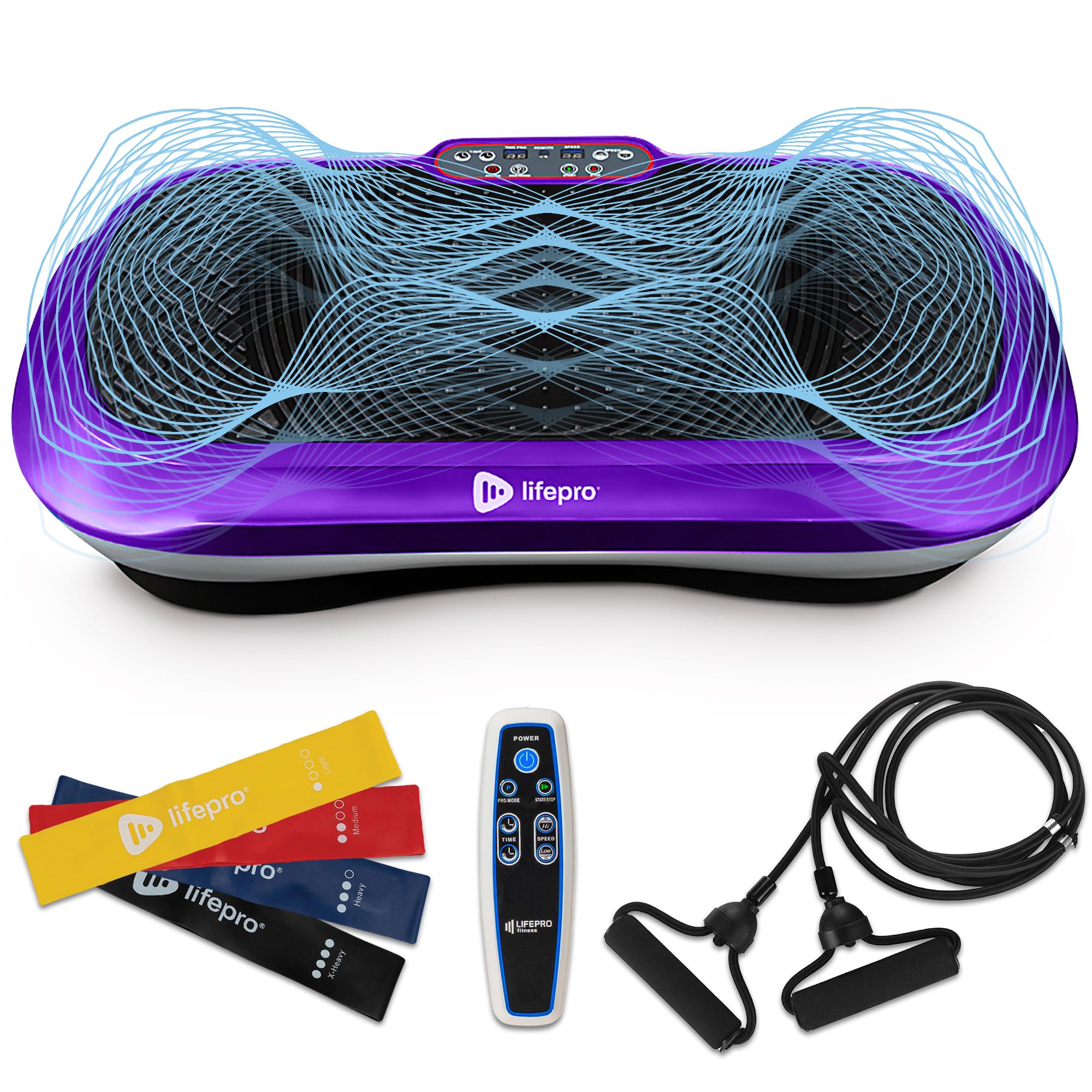 Lifepro Waver Vibration Plate Exercise Machine - High-Intensity Full Body Workout for Muscle Activation, Strength Toning & Fat Loss with Resistance Bands | Home Gym Equipment for Weight Loss & Recovery | Perfect for Small Spaces & Post-Workout Relaxation