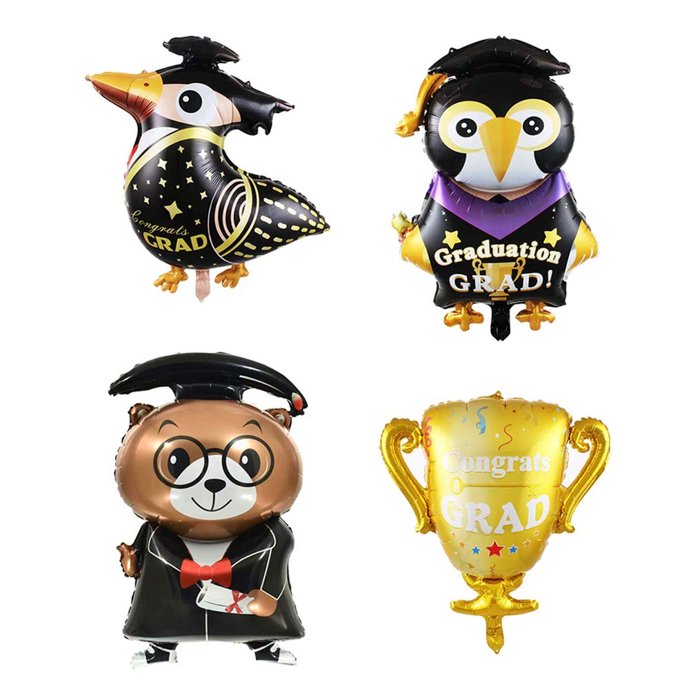 ABOOFAN 4-Pack Graduation Balloons - Creative Aluminum Foil Balloons for Graduation Party Decorations, Photo Props & Gifts - Perfect for Graduation Ceremonies, School Parties & Celebration Decor