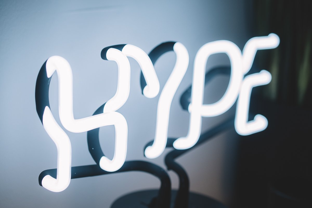 Amped & Co HYPE Real Neon Light Desk Lamp - 9.6x8.3 Inches White Glow LED Novelty Light for Bedroom, Office & Gaming Room Decor