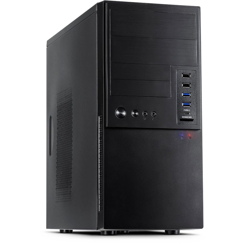 Inter-Tech IT-6865 Black Micro-ATX Tower PC Case - Compact Computer Chassis for Gaming & Office Use (14x34cm, CE Certified) - Perfect for Home & Small Business Desktop Builds