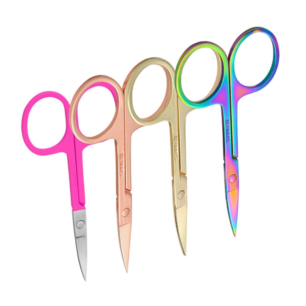Hemoton 4-Piece Nose Hair & Eyebrow Scissors Set - Professional Stainless Steel Beauty Grooming Scissors for Men & Women - Perfect for Eyebrow Trimming, Nose Hair Removal, and Makeup Application