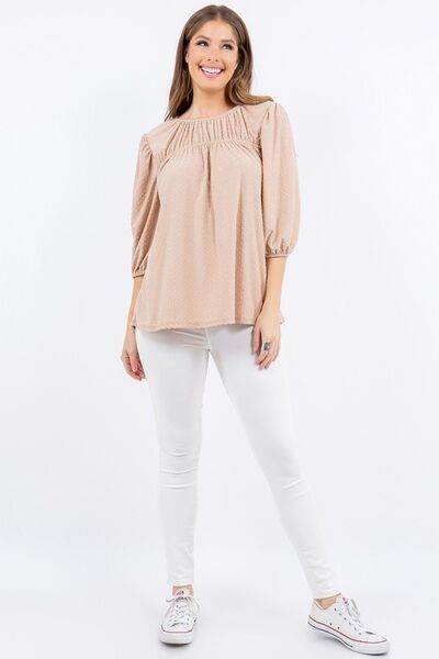 Celeste Puff Sleeve Bow Detail Blouse - Plus Size Women's Fashion Top for Work, Date Night & Special Occasions
