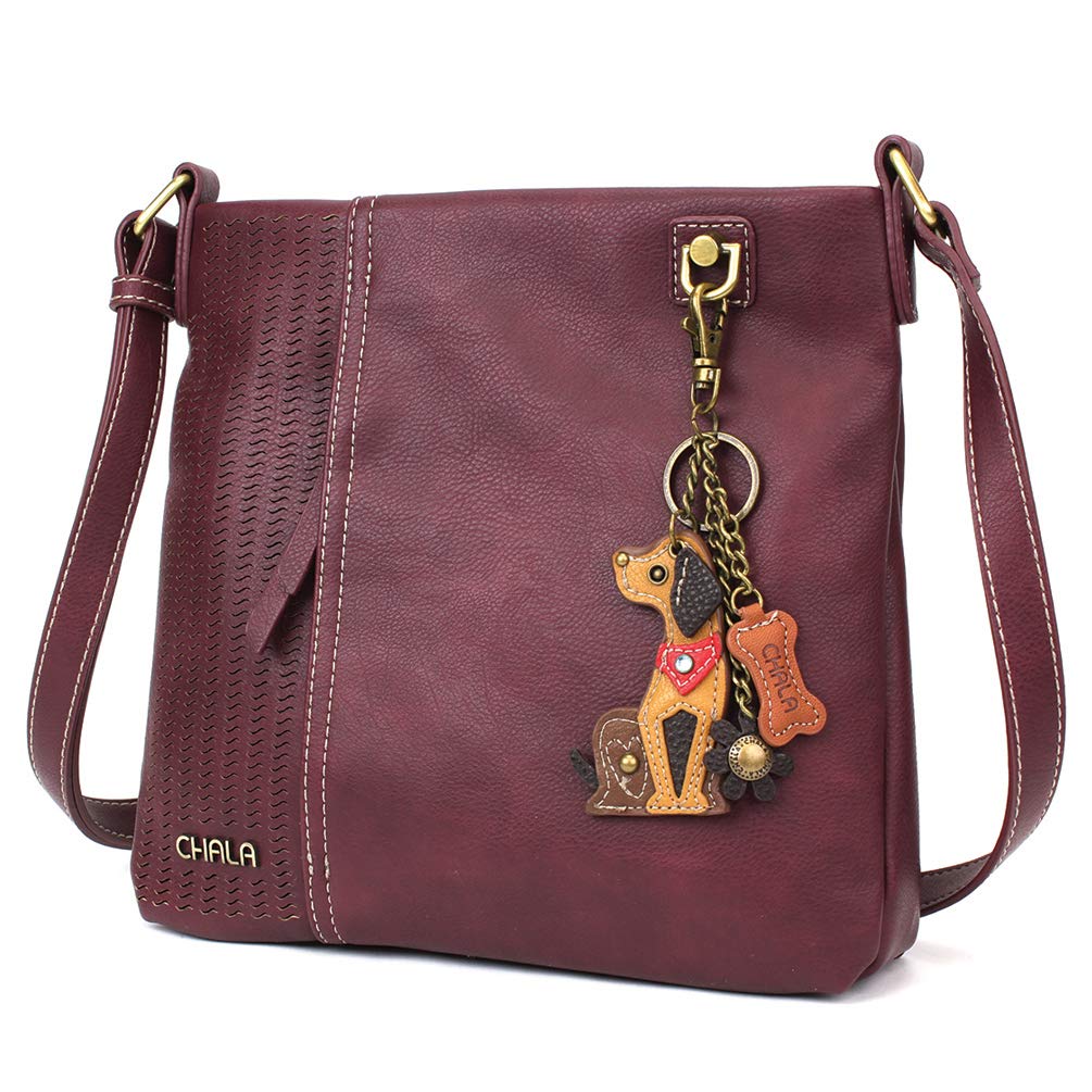 CHALA Women's Laser Cut Crossbody Bag - Faux Leather Purse in Plum Color for Casual Outings, Work & Travel Accessories