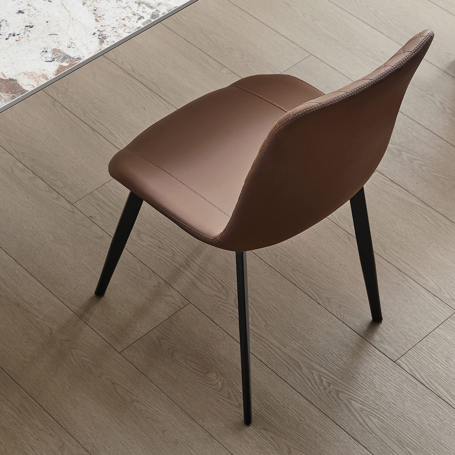 Seonyou Mid Century Modern Dining Chairs Set of 4 - Faux Leather Brown Kitchen Chairs for Dining Room - Perfect for Home, Restaurant & Office Use