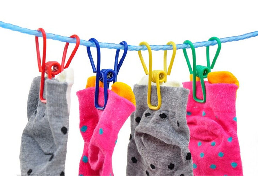 Yueton Pack of 30 Heavy Duty Steel Wire Clothesline Clips - Multi-Purpose Utility Clips for Laundry, Camping, Organizing & Home Use