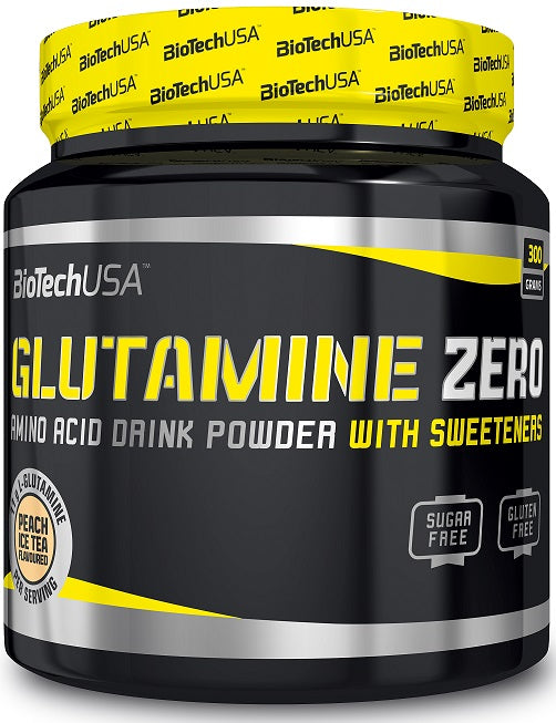 BioTechUSA Glutamine Zero Powder - Lemon Flavor 300g | Post-Workout Recovery & Muscle Support Supplement for Athletes & Fitness Enthusiasts