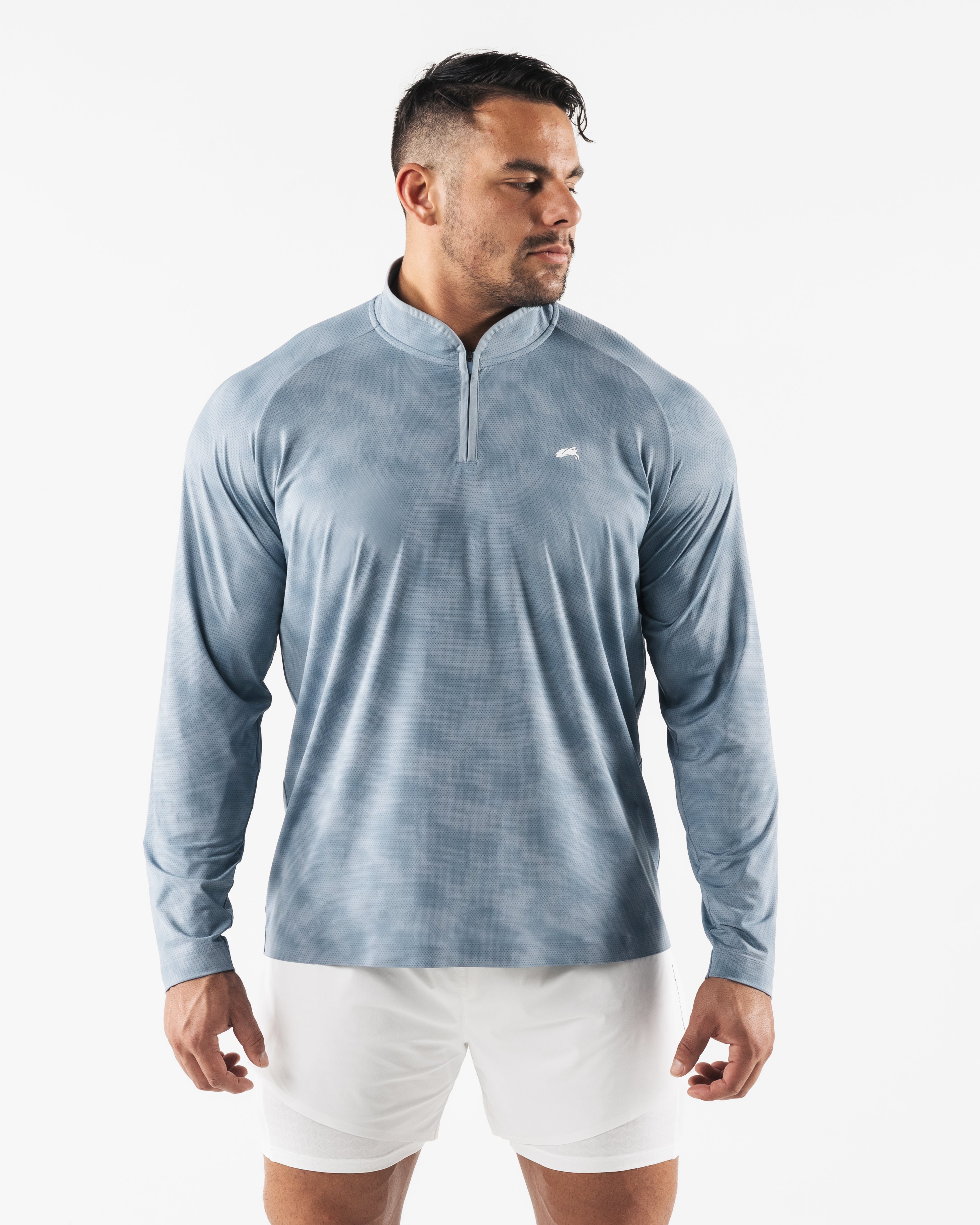 Men's Racer Quarter Zip Pullover with Slate Print - Lightweight Athletic Top for Running, Golf & Casual Wear