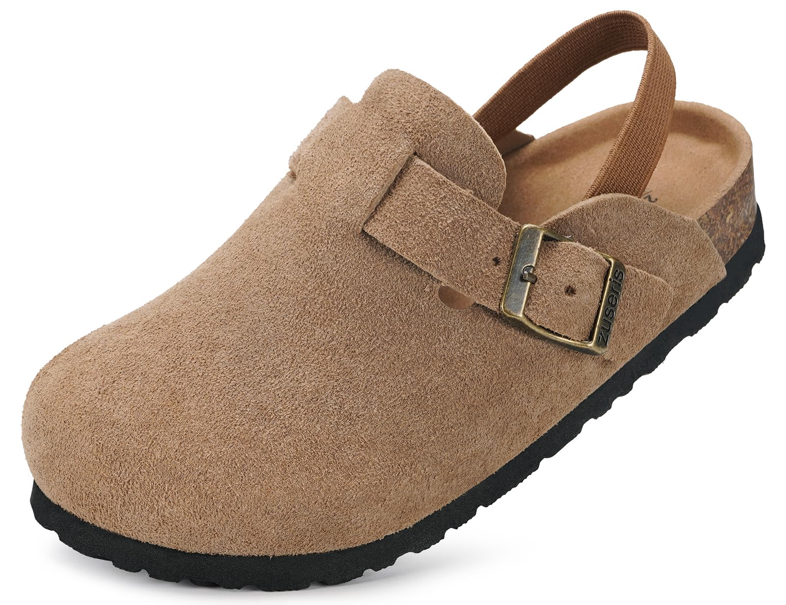 **ZUSERIS Kids Suede Clogs for Toddlers - Adjustable Buckle Leather Slip-On Mules with Cork Footbed - Comfortable Sandals for Boys & Girls | Perfect for Playtime, School & Outdoor Adventures**