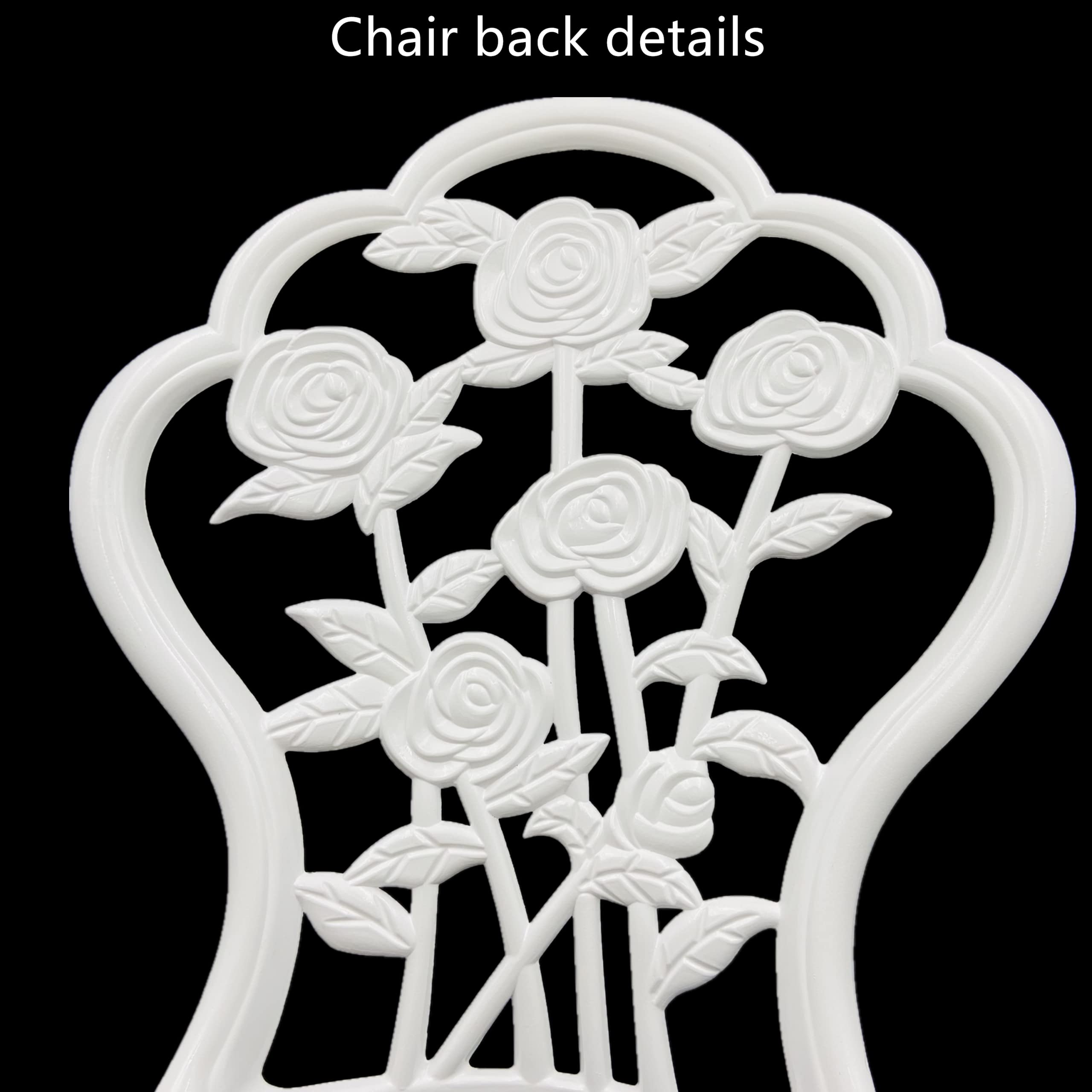 KAILI Outdoor Bistro Set with Rose Pattern - 1 Table & 2 Chairs for Garden, Patio, Porch (Rose-White) - Perfect for Outdoor Dining, Coffee Time & Relaxing in Your Backyard