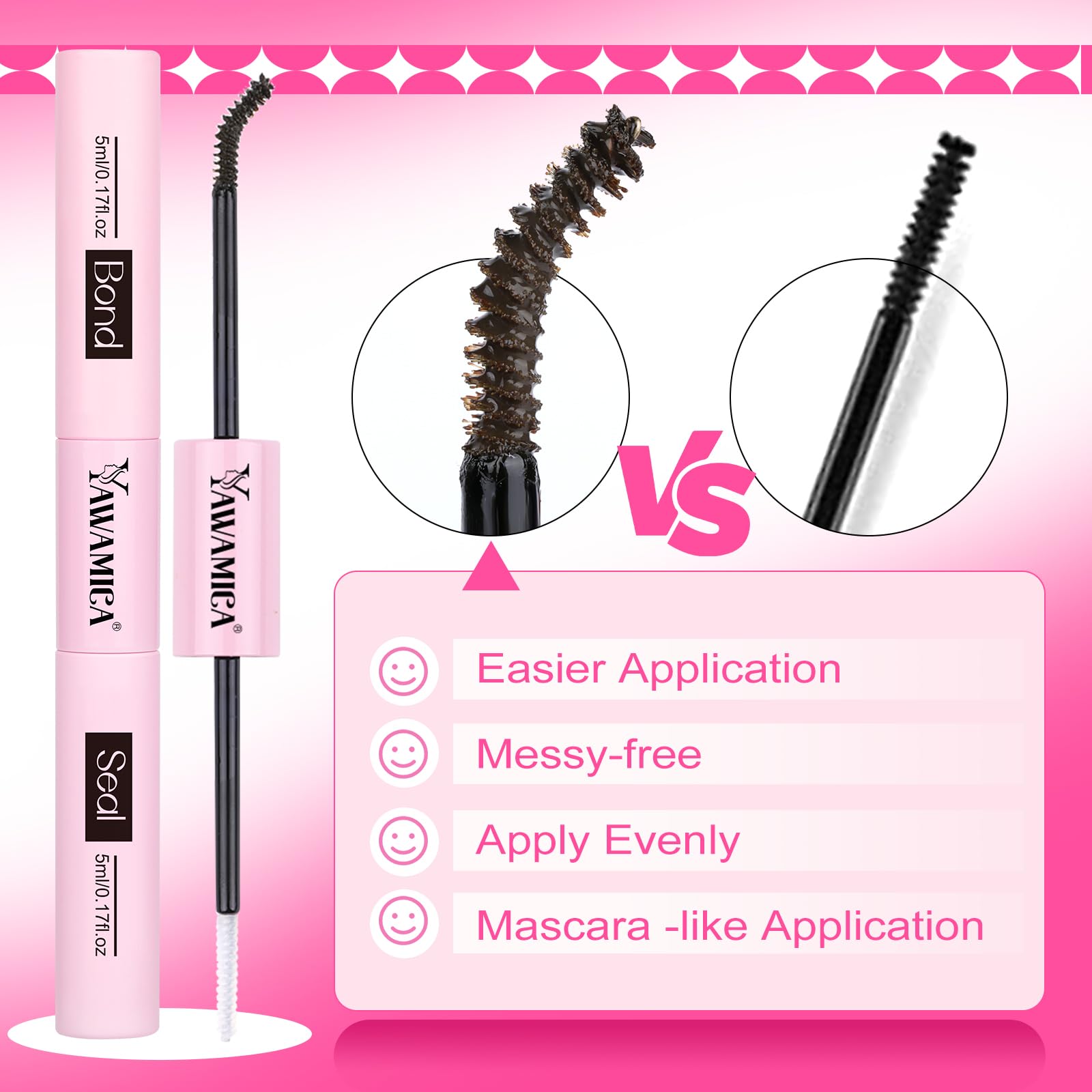 Yawamica Professional Eyelash Extension Glue - Waterproof 2-in-1 Bond & Seal Adhesive for DIY Cluster Lashes, Long Lasting 72 Hours, Dark Brown (10ml) - Perfect for Salon Quality Extensions at Home or Professional Use