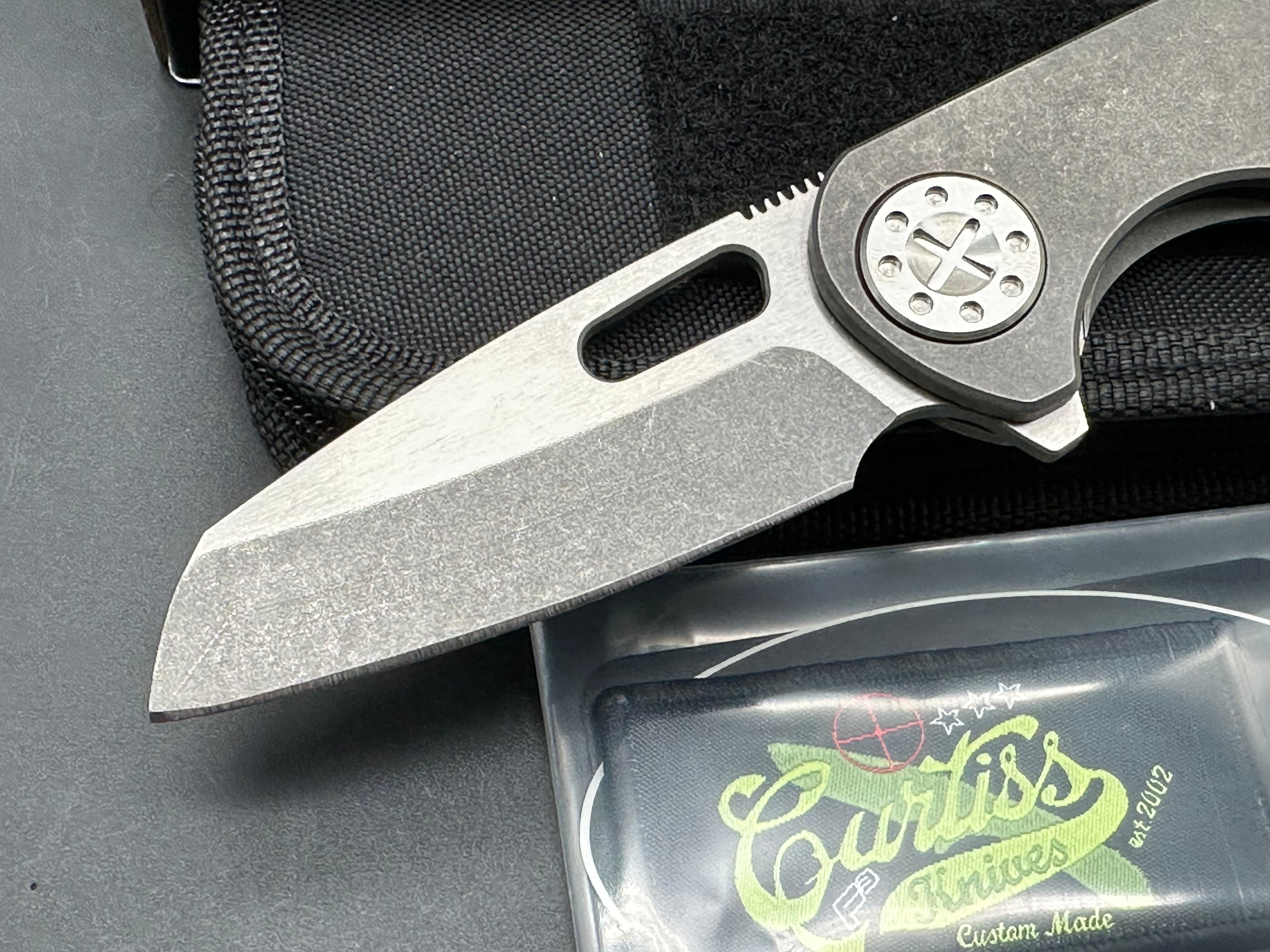 Premium Curtiss Custom Knives F3LT Wharny Flipper - Two-Tone CPM S45VN Wharncliffe Blade | EDC Pocket Knife for Outdoor, Camping & Everyday Carry