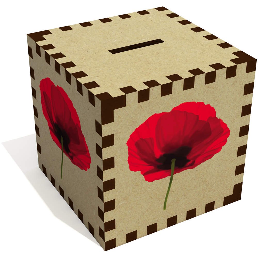 Azeeda 'Poppy' Ceramic Piggy Bank Money Box - Cute Savings Jar for Kids & Adults - Perfect for Birthday Gifts, Home Decor, and Financial Education (MB00068753)