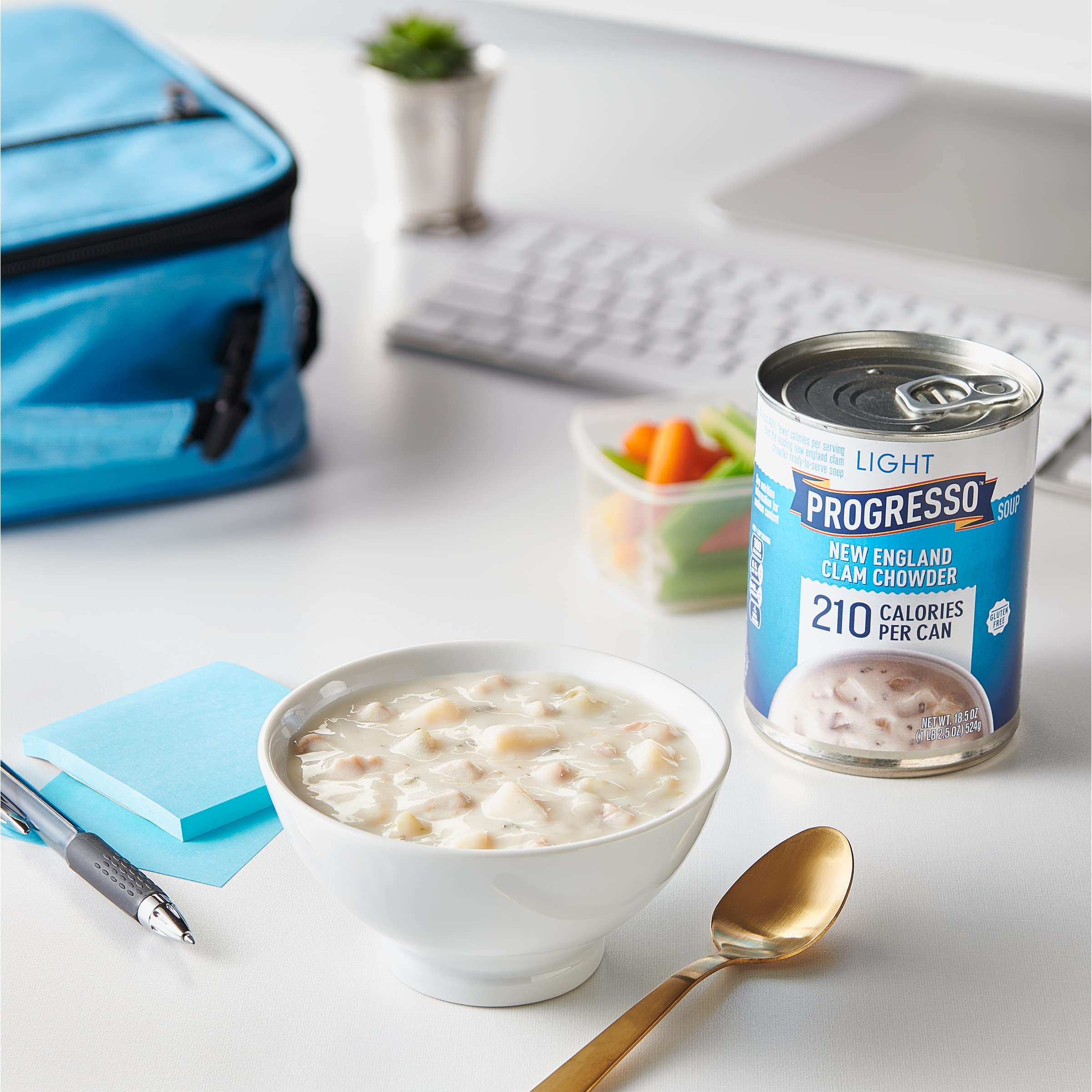 Progresso Light New England Clam Chowder Soup - Gluten Free, Low Calorie, 18.5 oz Can (Pack of 12) | Healthy Canned Soup for Quick Lunches, Camping & Emergency Food Storage