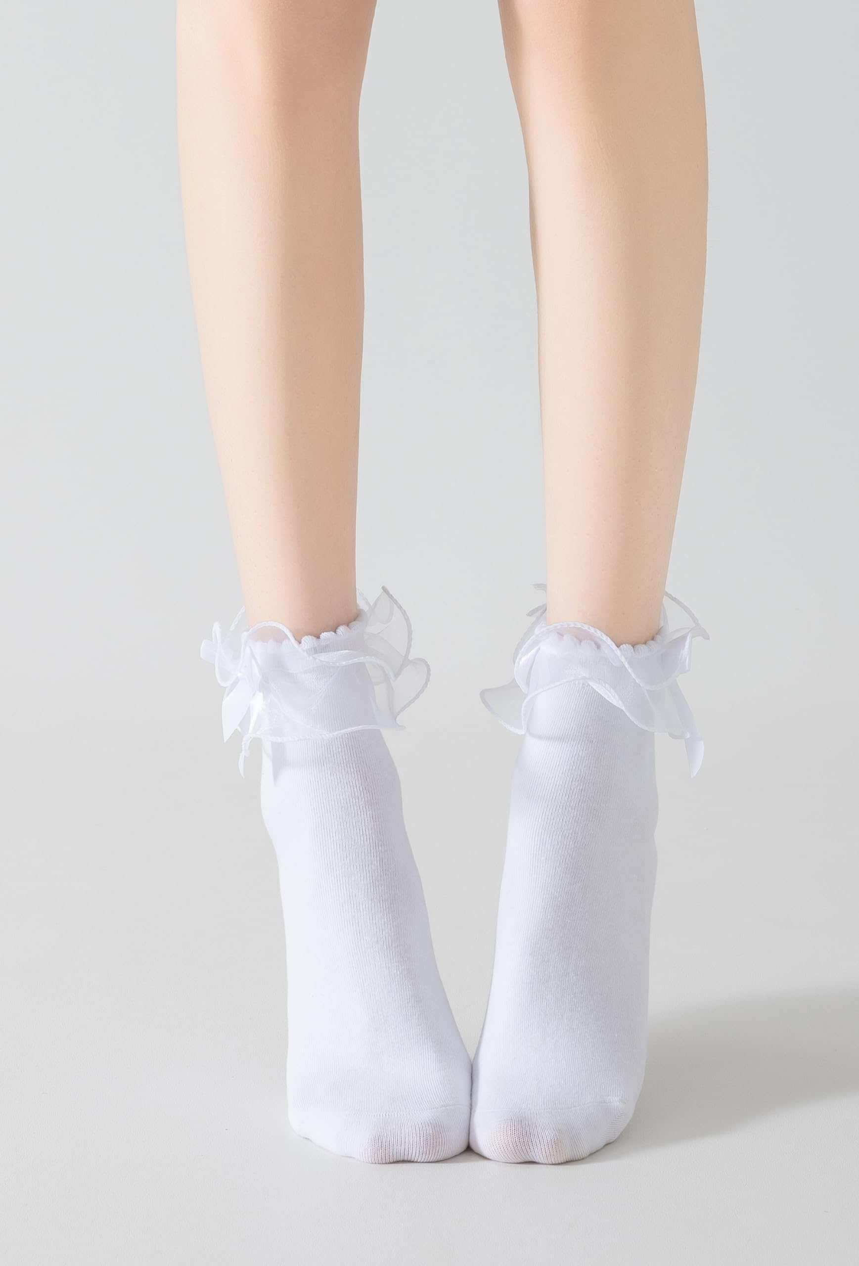 SRYL Women's Lace Ankle Socks - Ruffle Frilly Cotton Dress Socks for Women & Girls | Comfortable & Stylish Anklet Socks for Casual Wear, Office, and Special Occasions