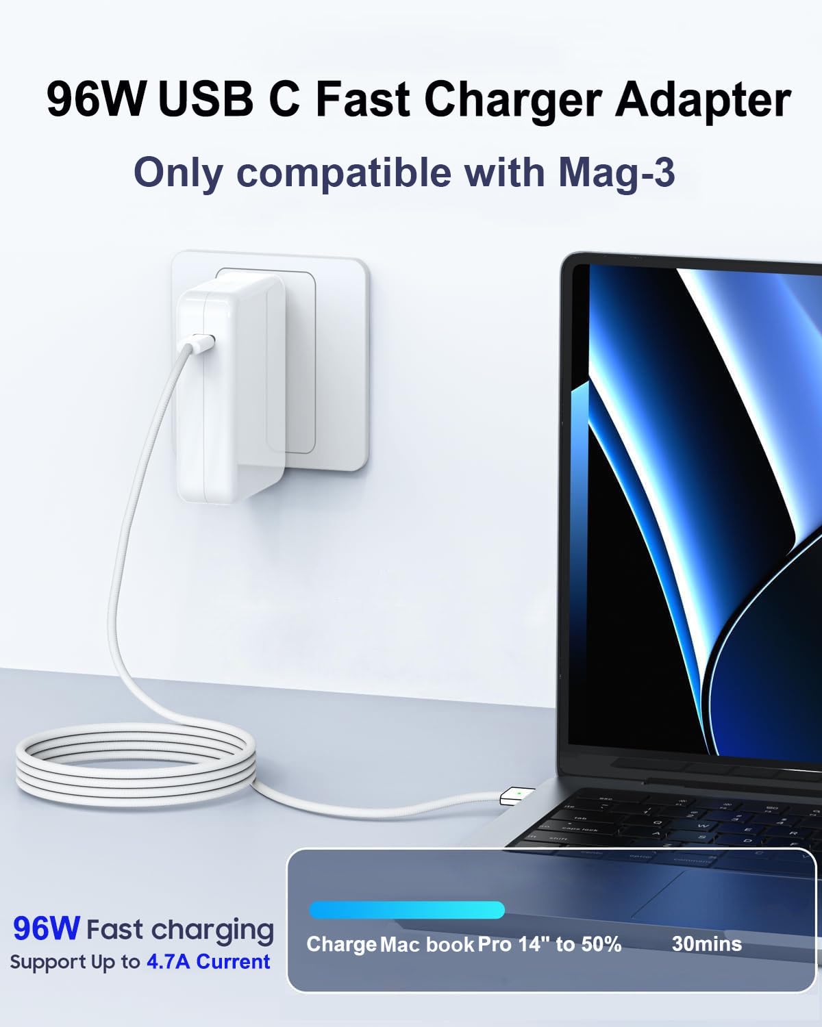 96W USB-C Fast Charger for MacBook Pro 14