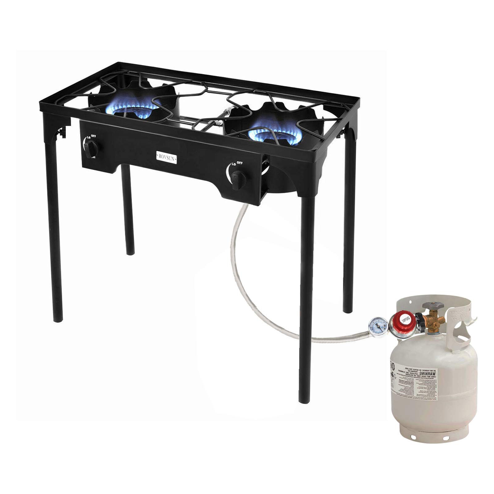 MCAMPAS 12FT 0-30 PSI High Pressure Adjustable Propane Regulator with Gauge, 3/8