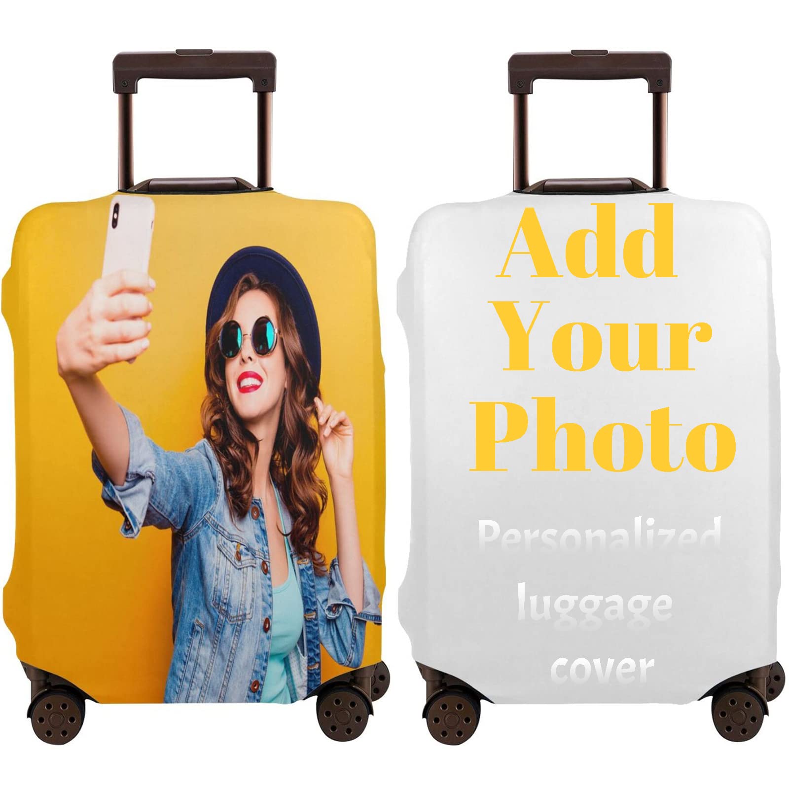 Custom Photo Luggage Cover - Personalized Travel Suitcase Protector with Anti-Scratch Design (18-32 Inch Multiple Sizes) | Perfect for Airplane Checked Bags, Cruise Vacations & Unique Gift Ideas