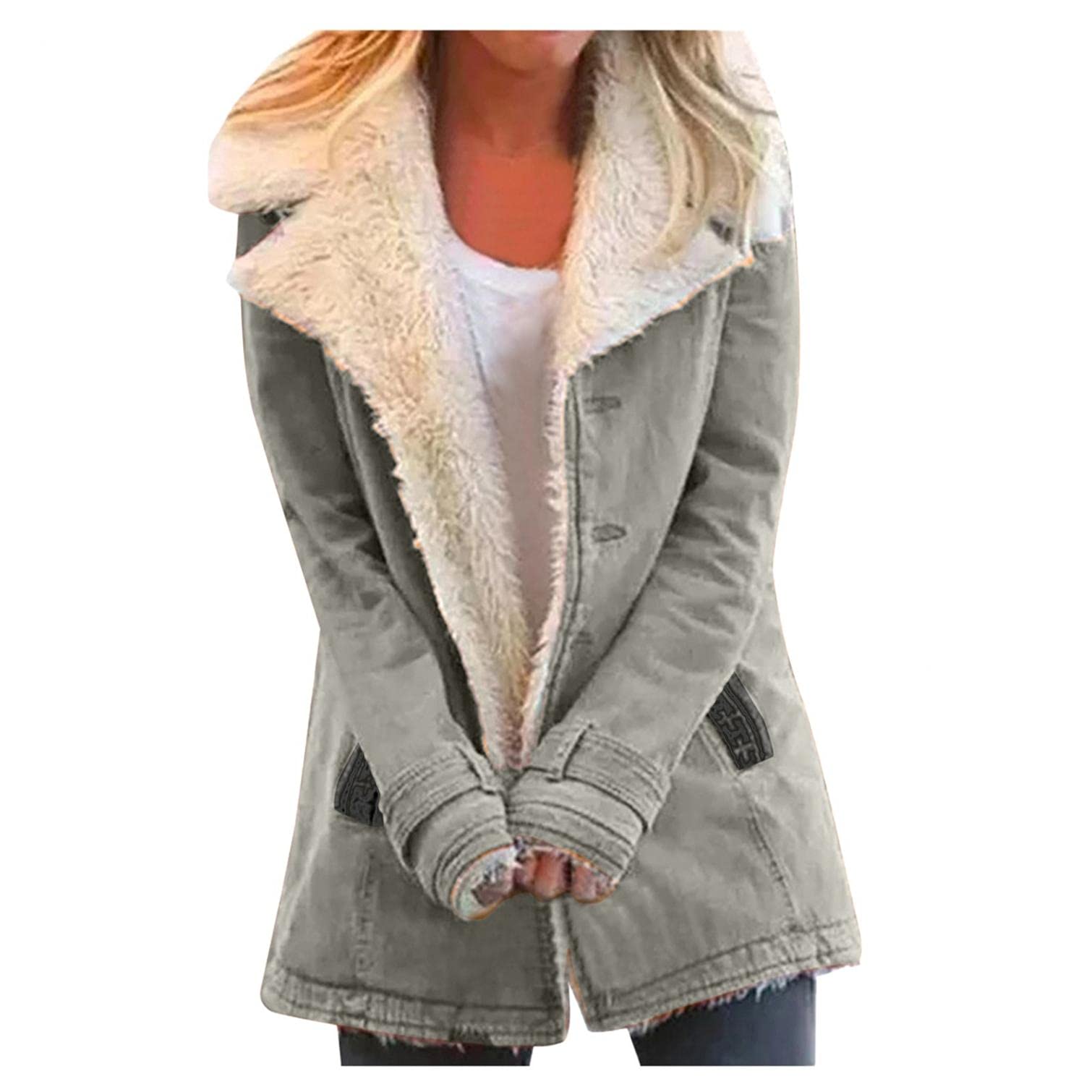 Plus Size Women's Winter Fleece Jacket - Warm Long Sleeve Cardigan Coat with Solid Colors | Perfect for Cold Weather, Outdoor Activities & Casual Wear