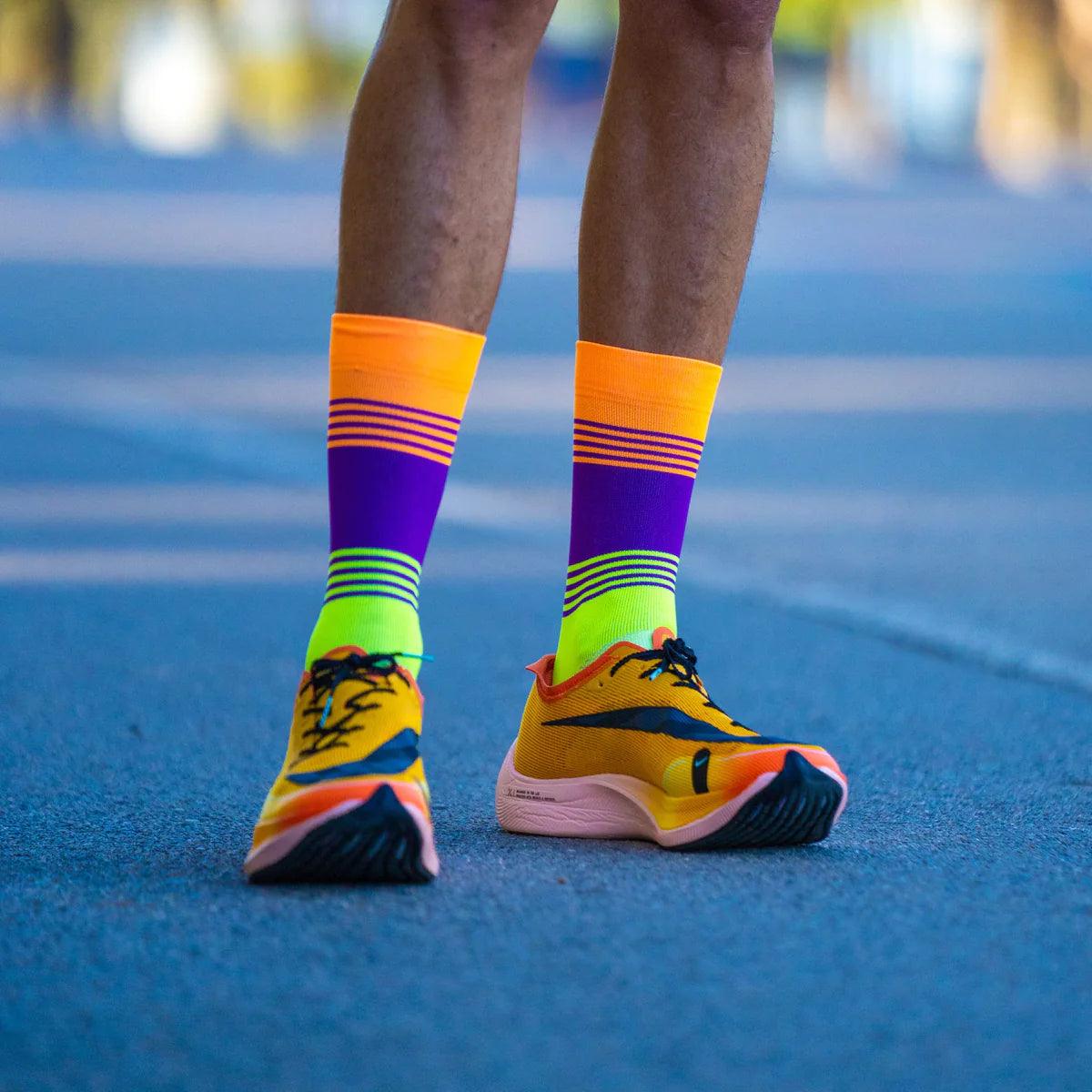Breathable Sporcks Fartlek Orange Running Socks for Men & Women - Lightweight Cushioned Athletic Socks for Jogging, Marathon & Workout