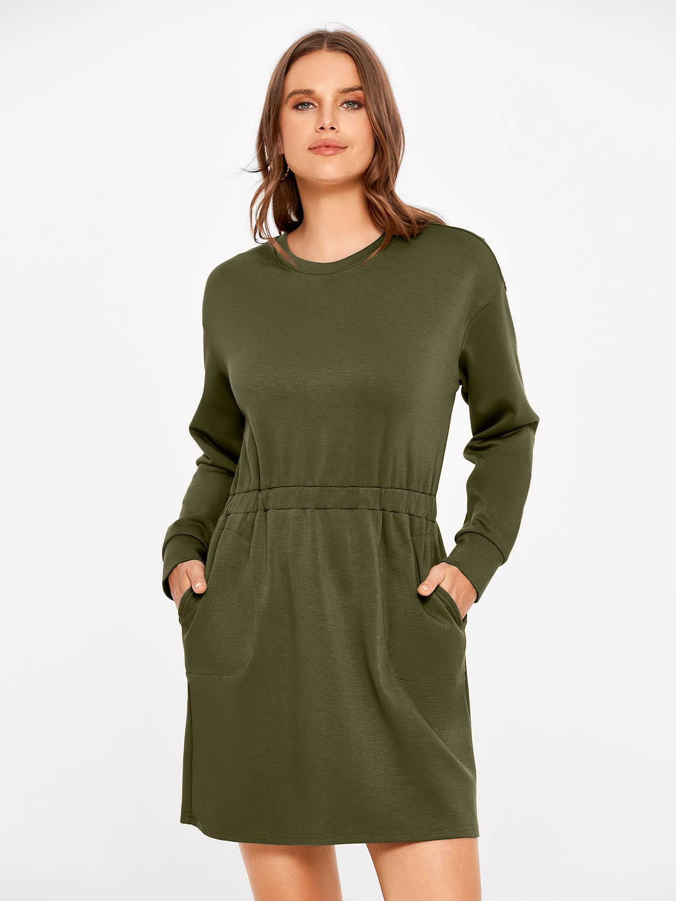 Glamaker Women's 2024 Fall & Winter Long Sleeve T-Shirt Dress with Pockets | Cozy Sweatshirt Dress for Casual Wear, Layering & Essential Outfits