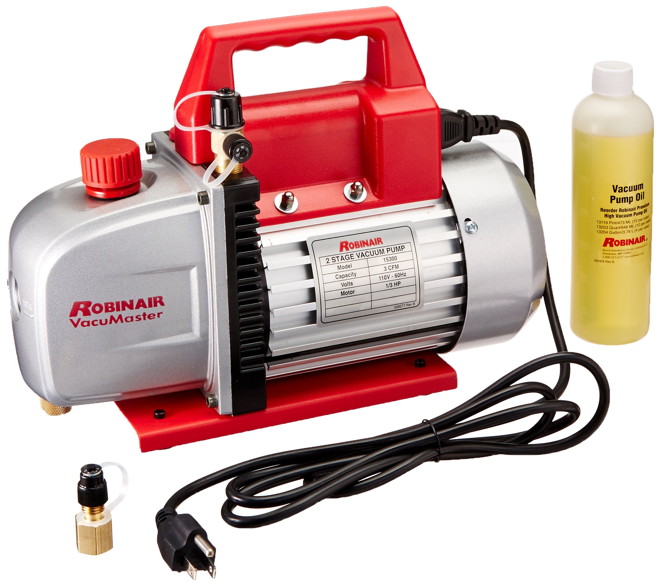 Robinair 15300 VacuMaster Economy 2-Stage Vacuum Pump 3 CFM - Professional HVAC & Auto AC Repair Tool for Refrigerant Recovery and System Evacuation