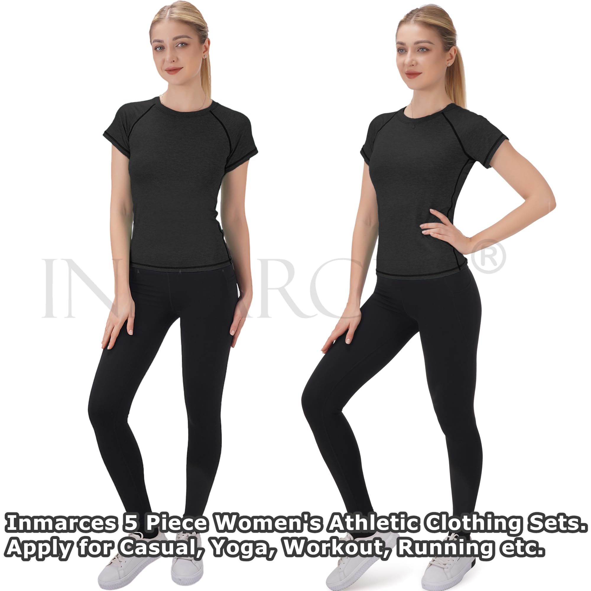 Inmarces Women's 5-Piece Workout Sets - Yoga Outfits & Activewear Tracksuit for Gym, Running & Fitness | Comfortable Exercise Clothes for Yoga, Pilates & Home Workouts