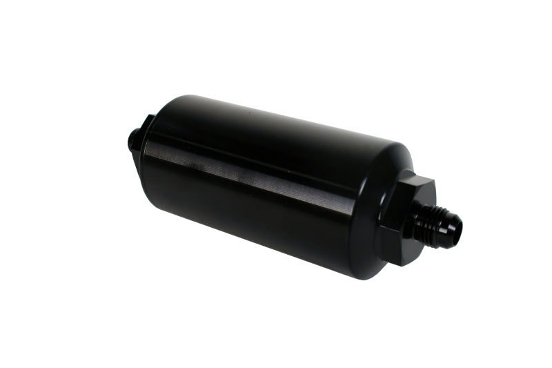 Aeromotive AN-6 Male Inline Fuel Filter 10 Micron Microglass Element - Bright Dip Black Finish for High Performance Fuel Systems & Racing Applications