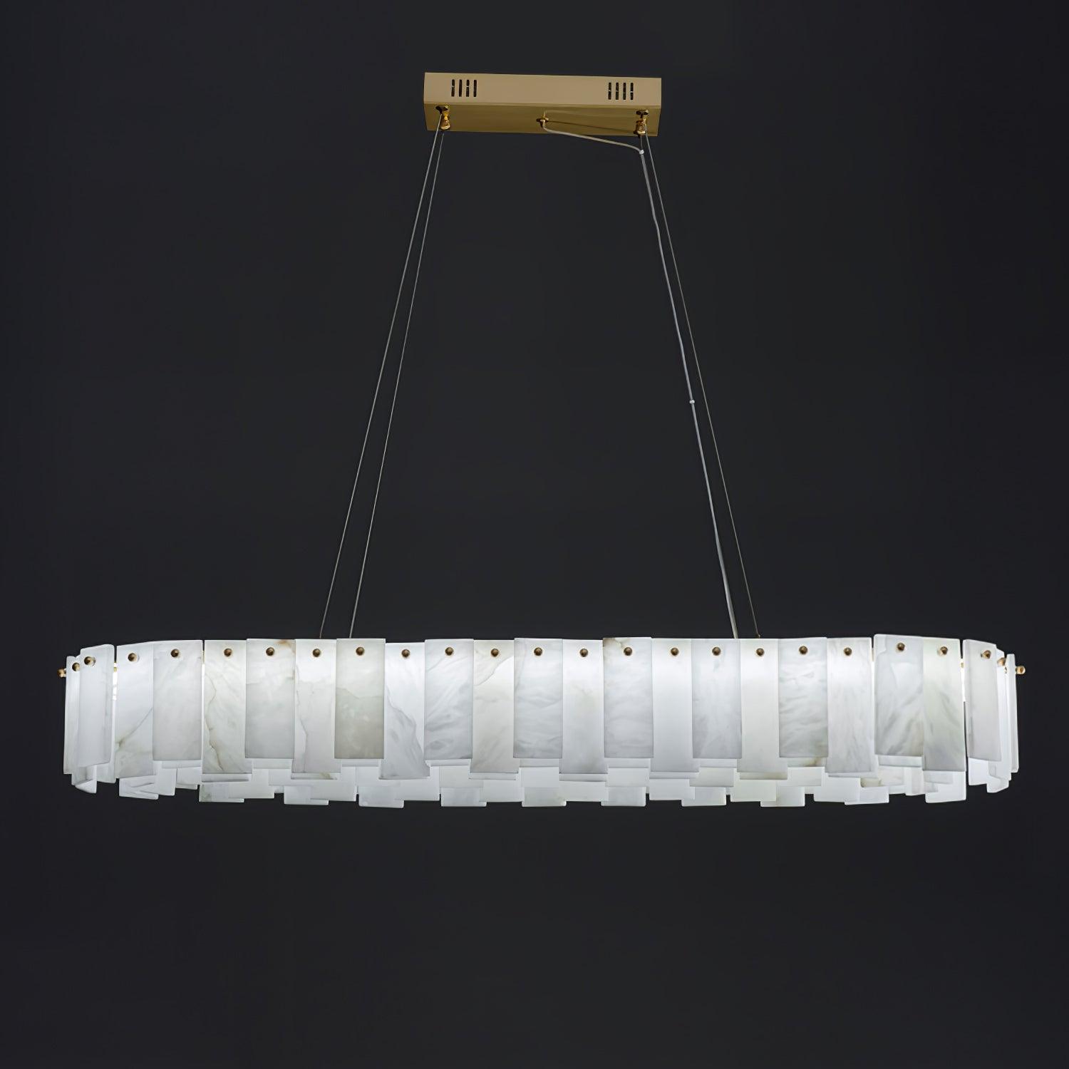 Celestial Alabaster Round Chandelier - Modern Crystal Ceiling Light Fixture for Dining Room, Bedroom & Living Room | Elegant Home Decor Lighting
