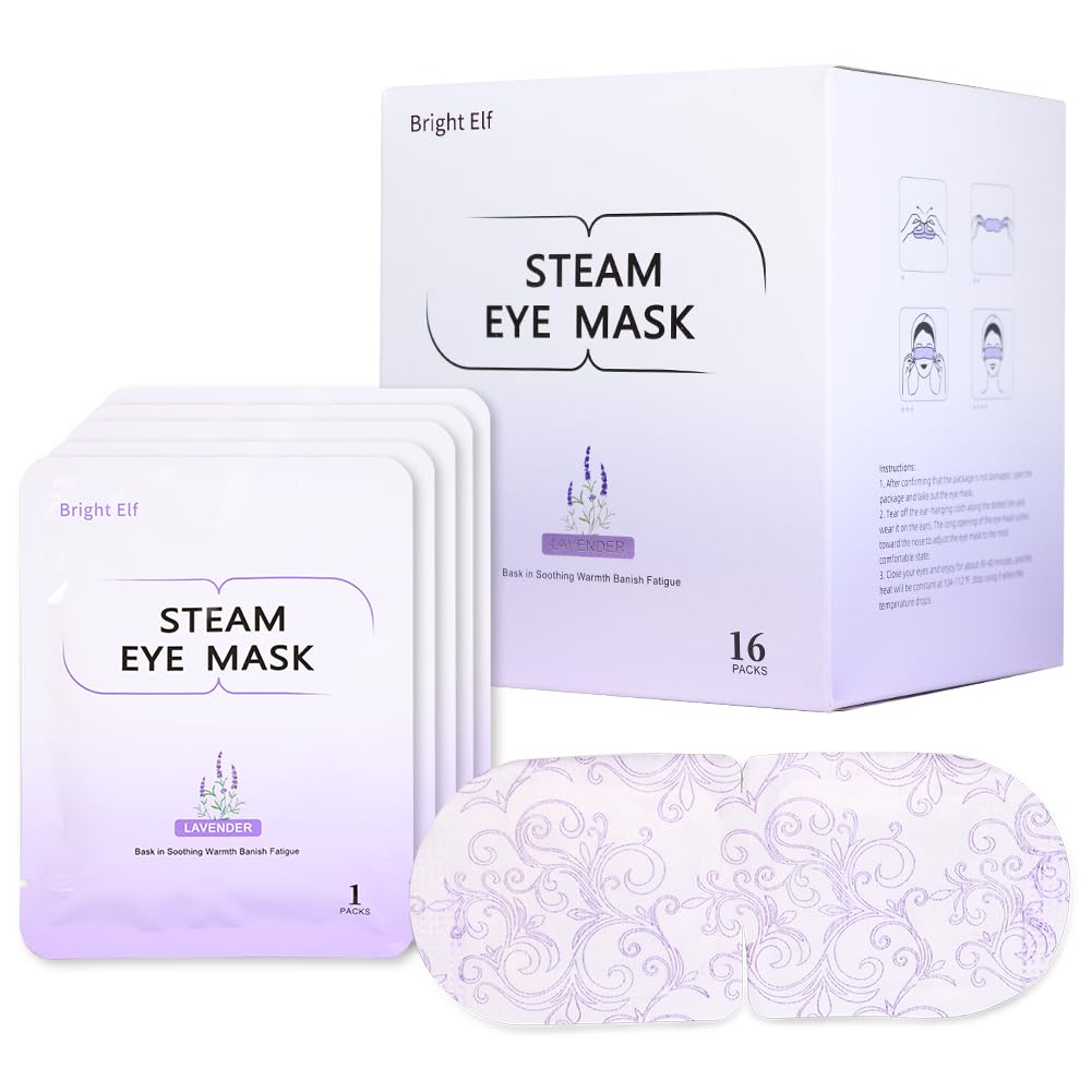 16 Packs Lavender Steam Eye Mask - Self Heating Warm Compress for Eyes, Disposable Heated Eye Mask for Sleep, Spa & Travel Essentials - Perfect Relaxation Gifts for Women & Coworkers - Ideal for Stress Relief, Insomnia, Dry Eyes & Long Flights