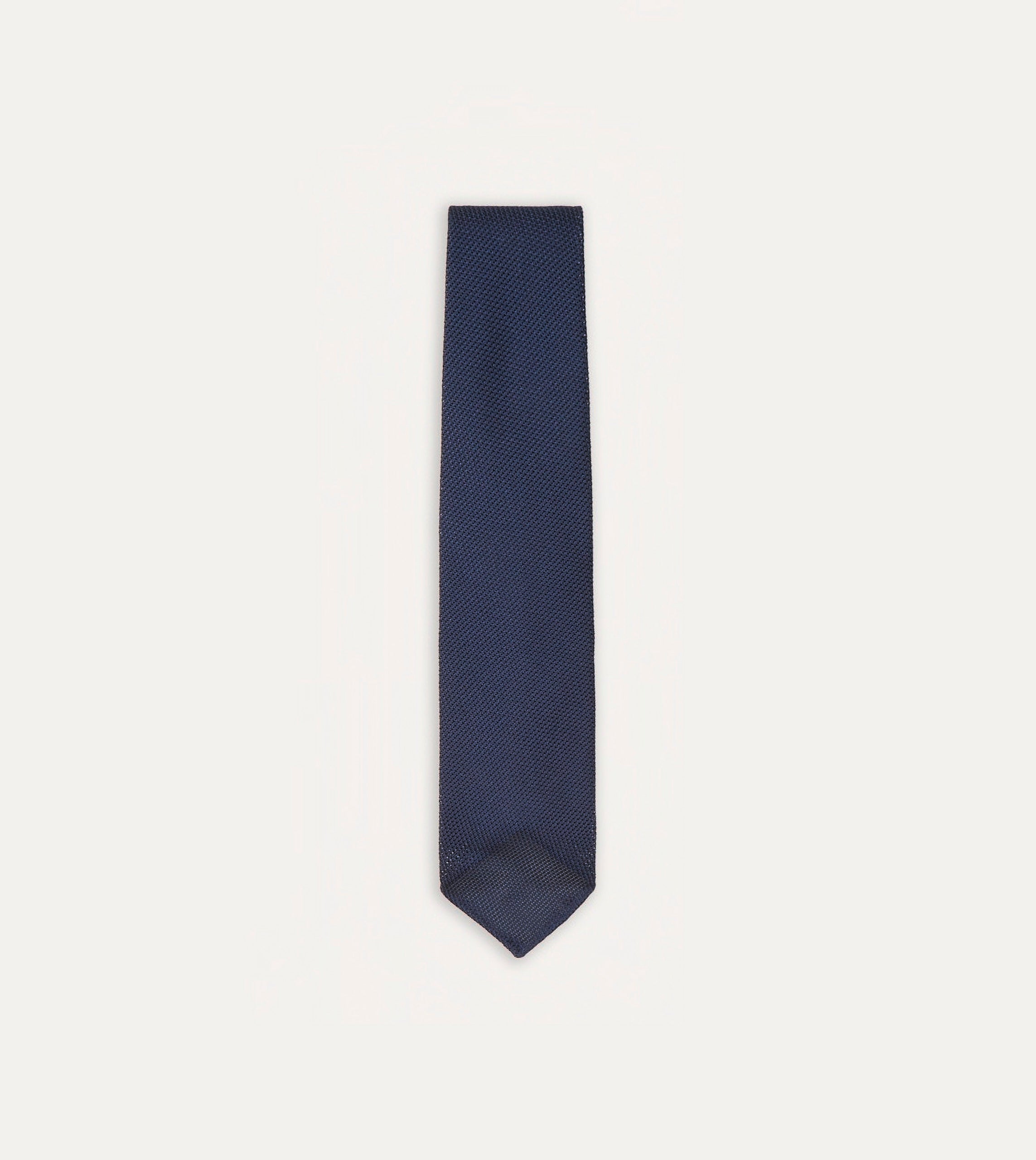 Premium Navy Blue Grenadine Silk Tie - Hand Rolled Fine Woven Necktie for Men | Perfect for Weddings, Business Meetings & Formal Occasions