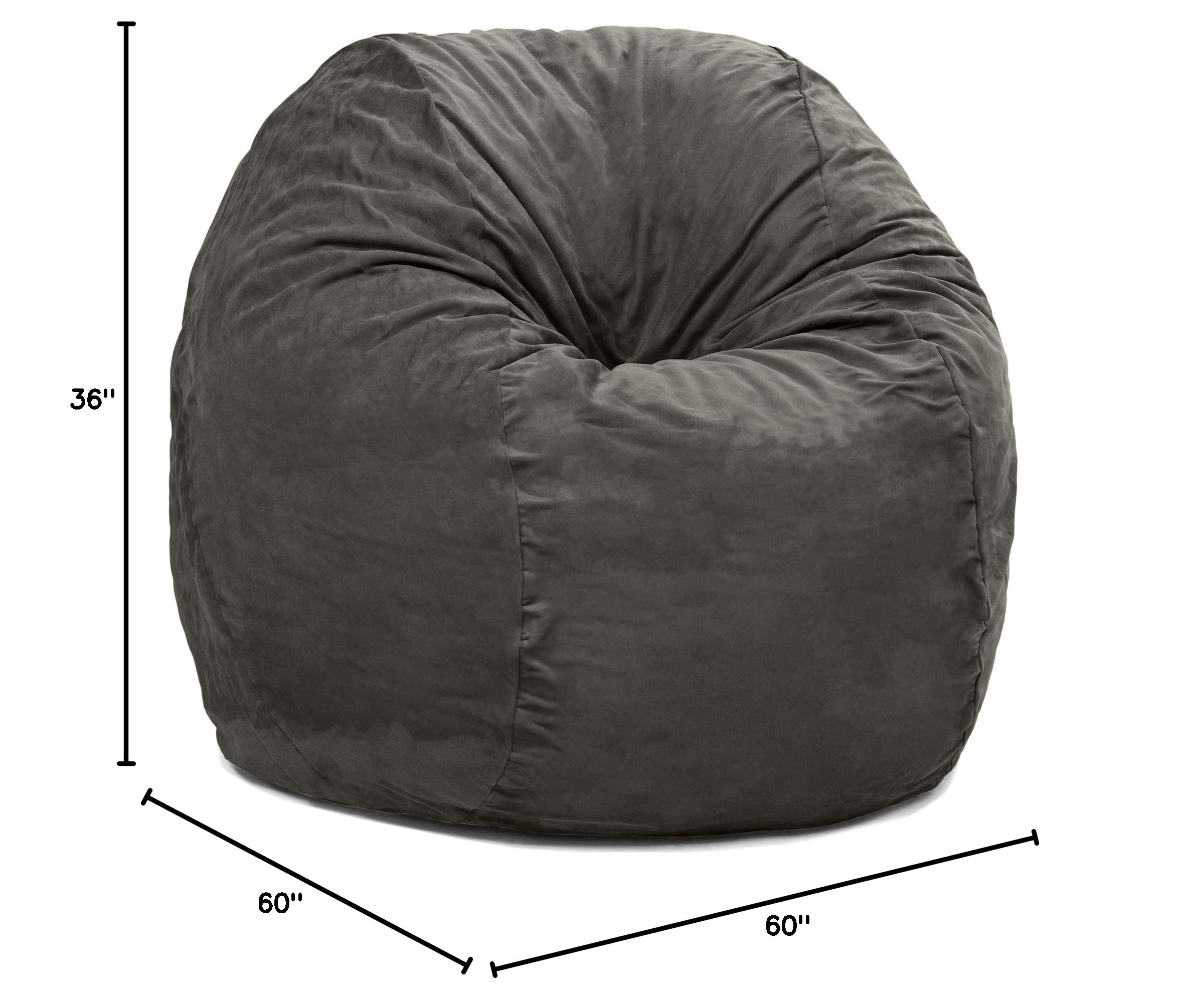 Jaxx 5 Foot Oversized Saxx Bean Bag Chair for Adults - Extra Large Memory Foam Filled Lounger, Charcoal Gray - Perfect for Living Room, Game Room, Dorm & Relaxation